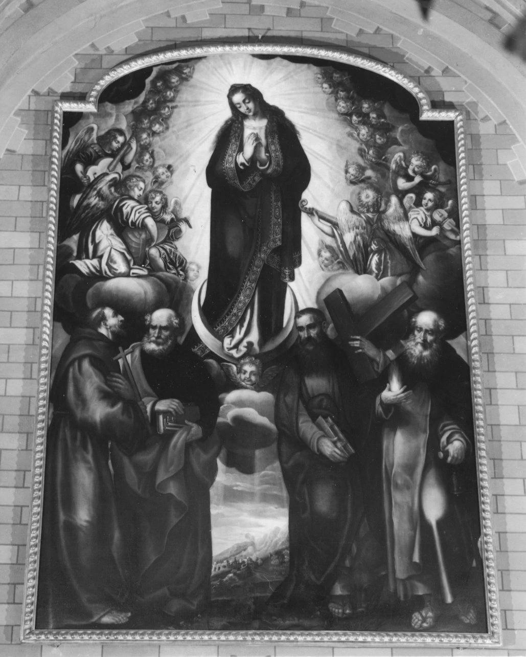 IMMACOLATA CONCEZIONE CON I SANTI FRANCESCO, PIETRO, ANDREA, ANTONIO ABATE - Susa Torino